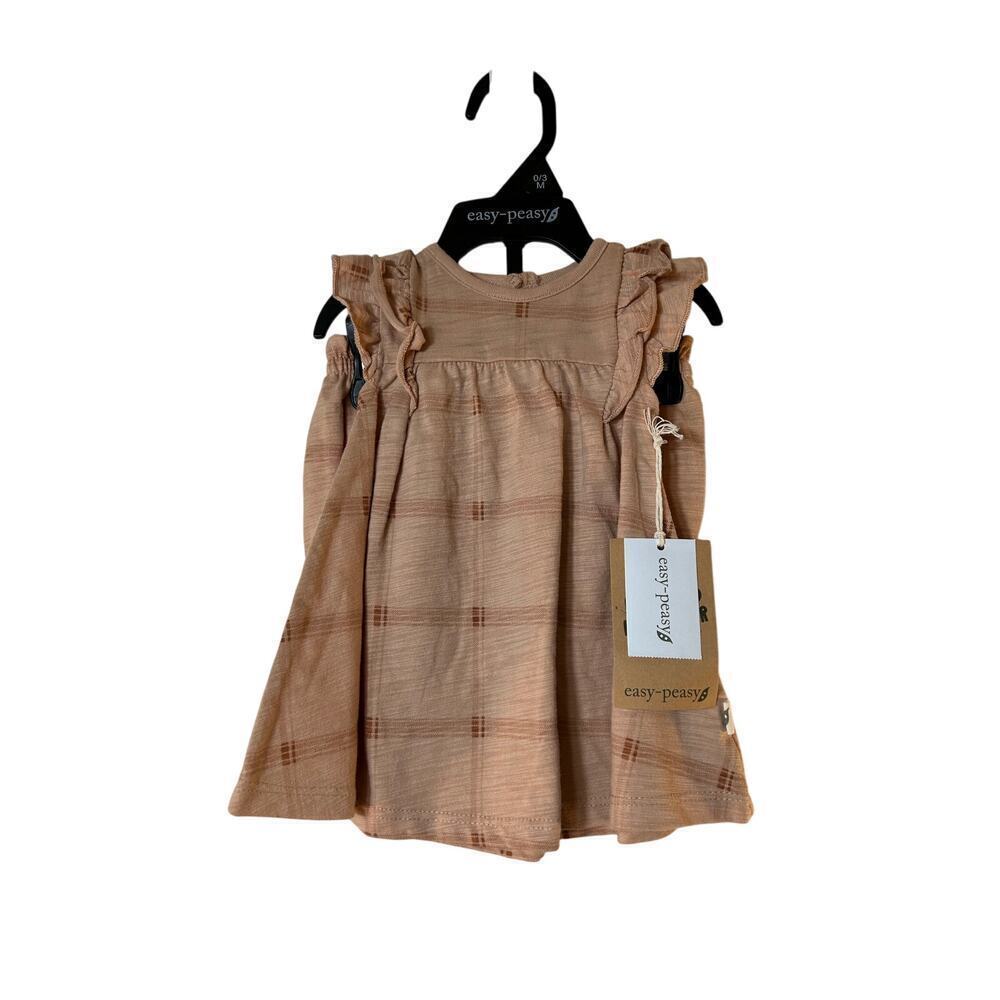 EASY-PEASEY Girl’s Print Dress with Diaper Cover / Size: 0-3 Months